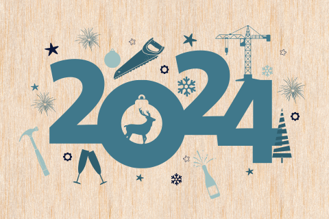 Zakelijke kerstkaart met bouw-thema