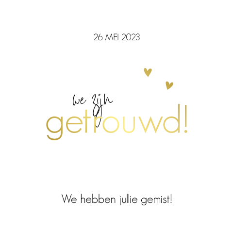 Goudfolie Pas getrouwd kaart