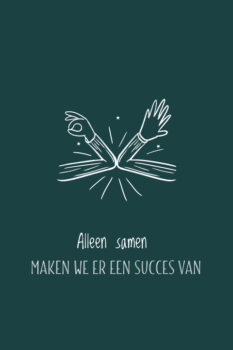Zakelijke kerstkaart met illustratie van ellebogen op donkergroen