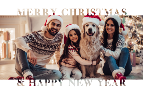 Moderne kerstkaart met foto in liggend formaat