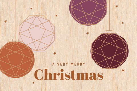 Hippe kerstkaart met kerstballen
