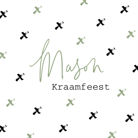 Hippe kraamborrelkaart jongen met patroon