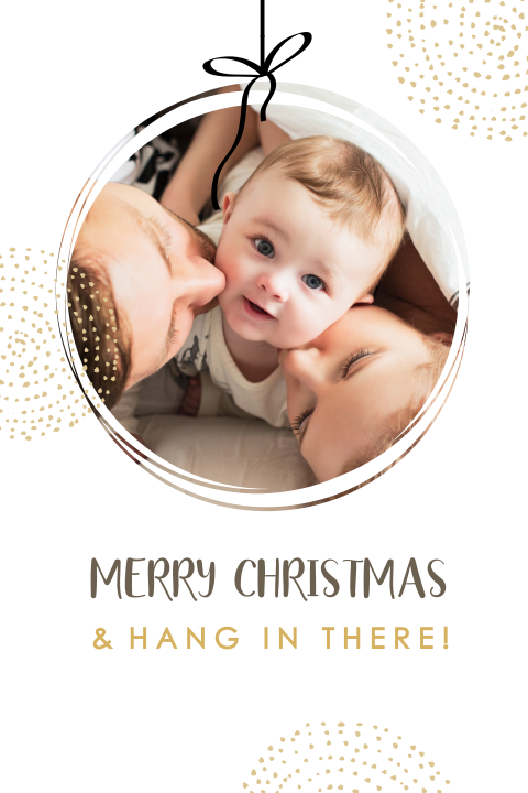 Originele kerstkaart met foto in kerstbal