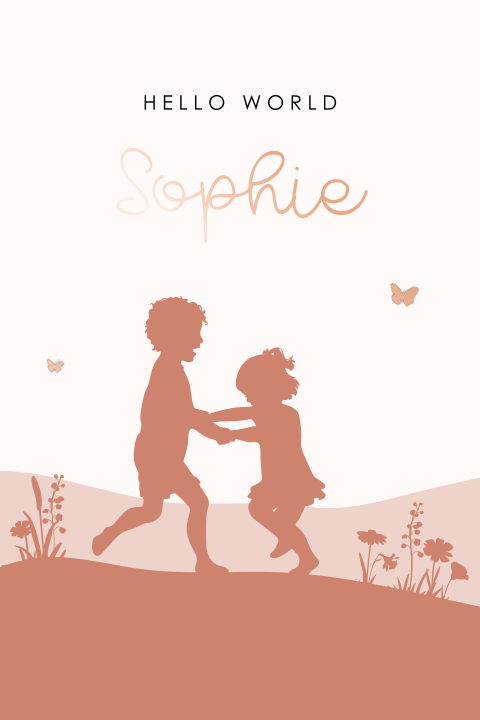 Lieve kinderkamerposter met broer en zus