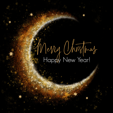 Zakelijke kerstkaart maan en sterren goud