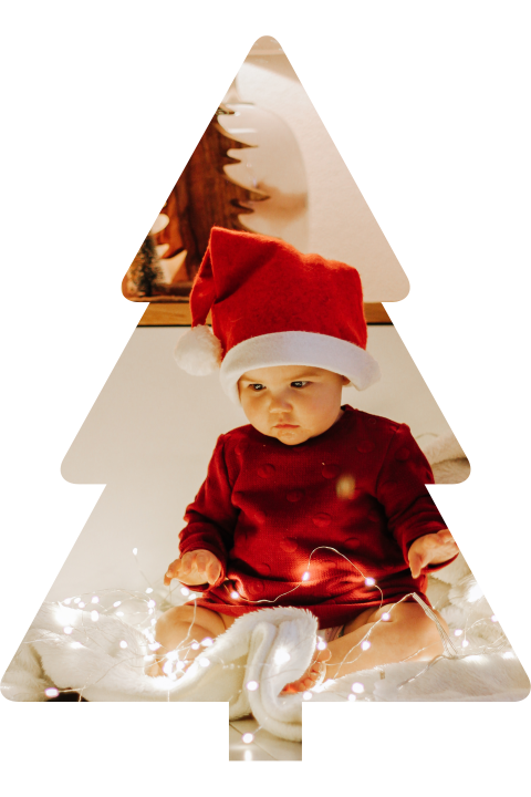 Foto-kerstkaart maken in kerstboom-vorm