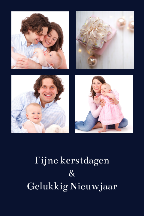Kerstkaart met foto's zelf ontwerpen - staand dubbel