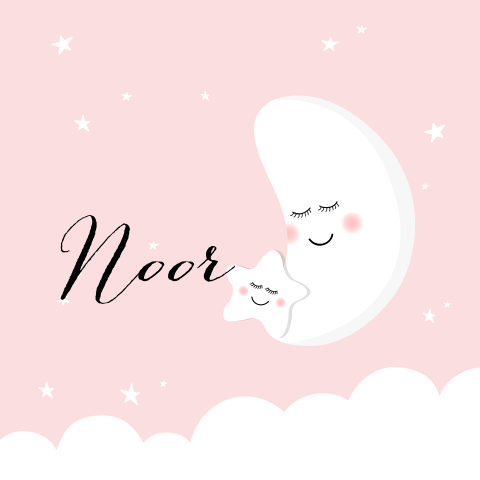 Geboortekaartje maan voor meisje