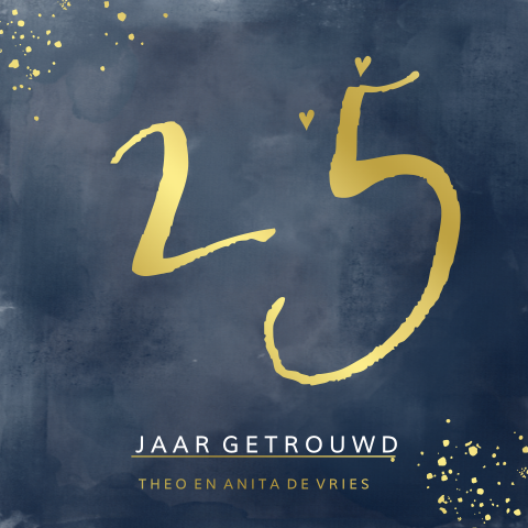 Goudfolie | Hippe uitnodiging 25 jaar getrouwd
