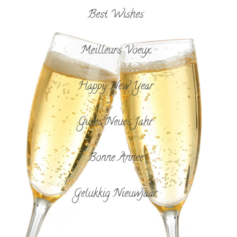 Zakelijke kerstkaart met champagneglazen