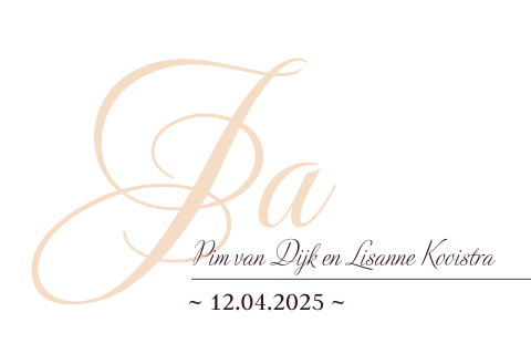 Klassieke trouwkaart met Ja in sierlijke typografie