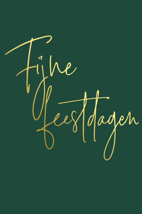 Goudfolie kerstkaart met donkergroene achtergrond