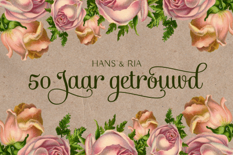 Romantische jubileum uitnodiging met rozen en kraft
