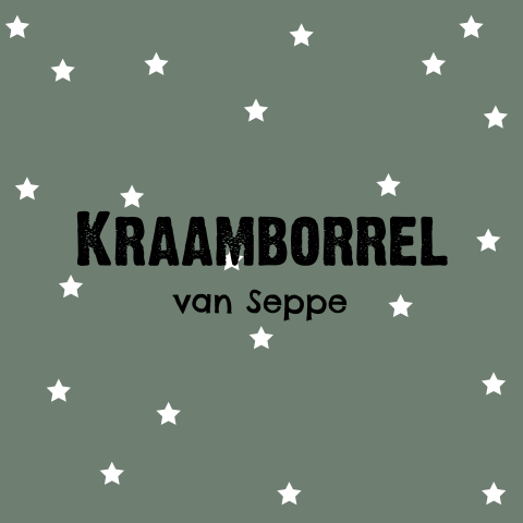Stoer kraamborrel-kaartje in groen met sterren