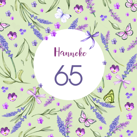 Lieve uitnodiging voor verjaardag 65 jaar met bloemen