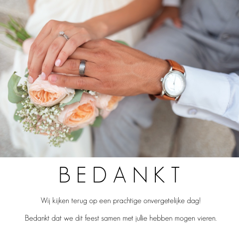 Bedankkaartje trouwerij met strak design