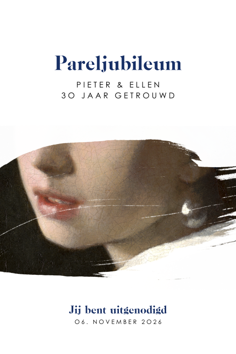 Jubileum uitnodiging meisje met de parel