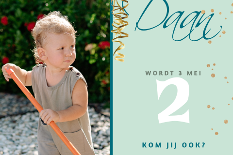 Hippe uitnodiging 2e verjaardag jongen