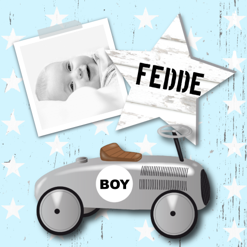 Hip kaartje voor jongen met retro auto