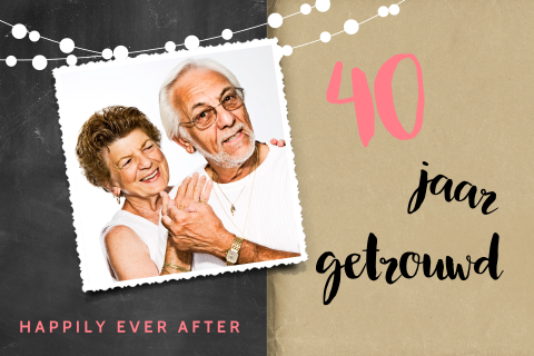 Feestelijke jubileumkaart 40 jaar met lampjes