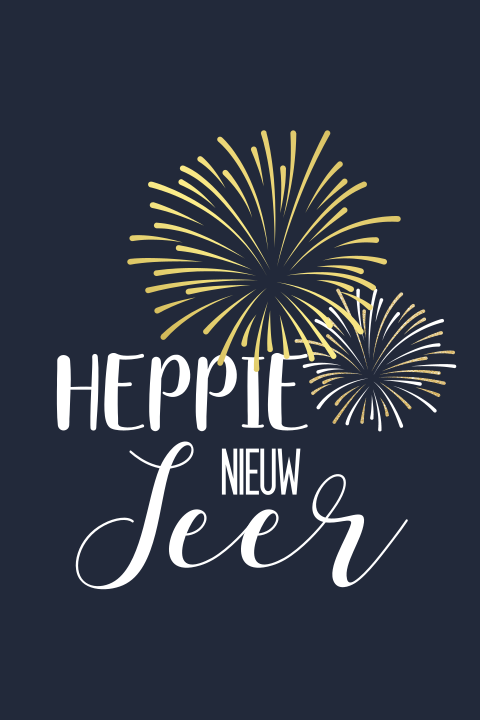 Feestelijke nieuwjaarskaart met vuurwerk en goudfolie
