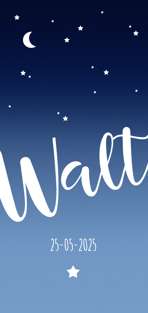 Geboortekaartje met sterren en maan