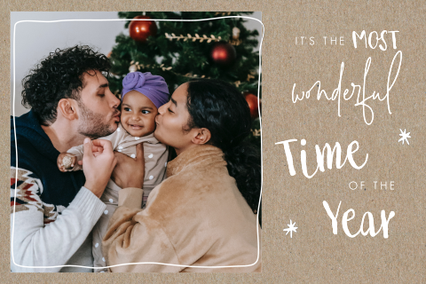 Kraft kerstkaart met leuke typografie en foto