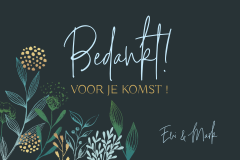 Bedankkaart met takjes op donkere achtergrond
