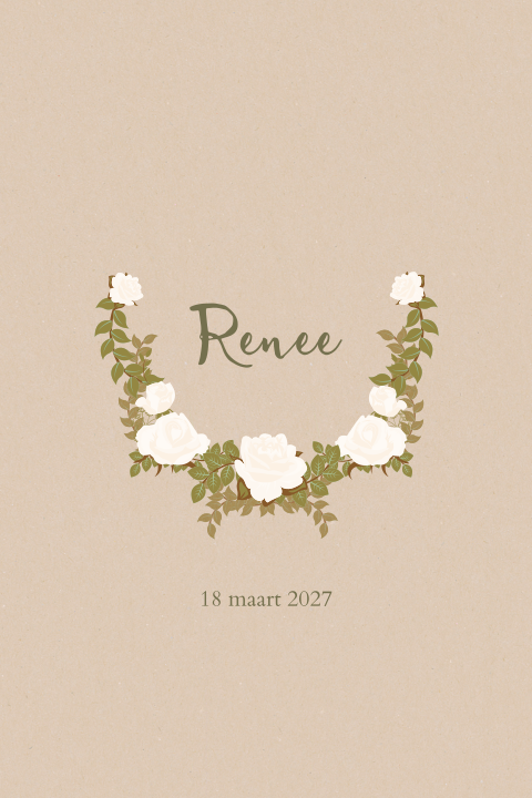 Romantisch geboortekaartje unisex met bloemenkrans