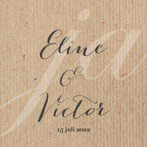 Sjieke typografische trouwkaart met kraft