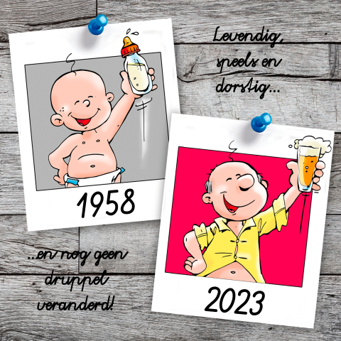Uitnodiging 65 jaar met humor voor man