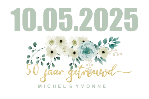 Stijlvolle jubileumkaart 50 jaar getrouwd met aquarel bloemen