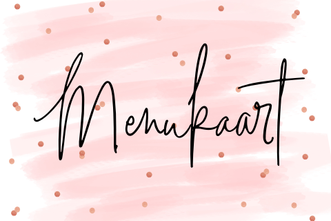 Menukaart met confetti op roze waterverf