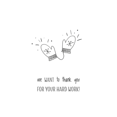 Originele zakelijke kerstkaart met handschoenen in zwart wit