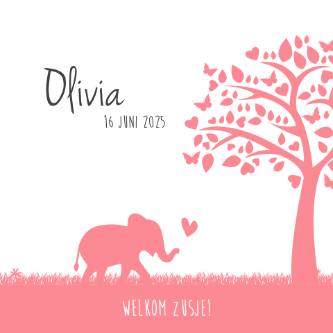 Lief silhouet babykaartje meisje met olifant