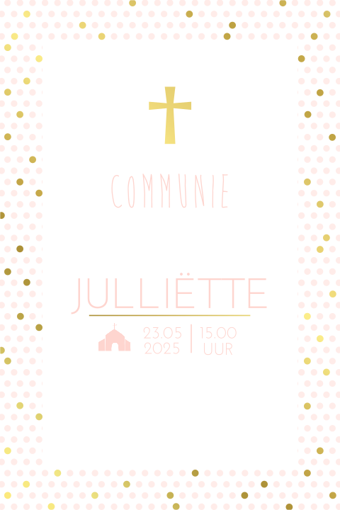 Goudfolie communiekaart met kruis