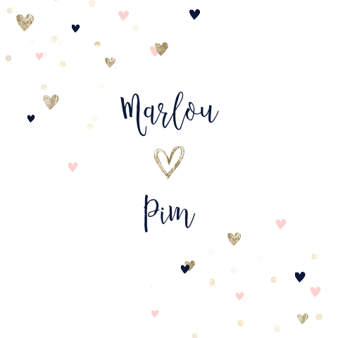 Stijlvolle trouwkaart met hartjes-confetti