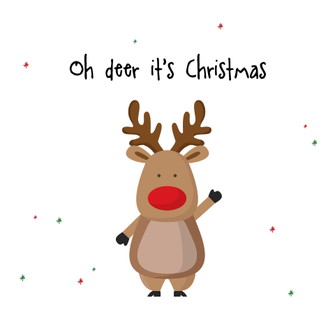Originele kerstkaart met illustratie van rendier met mondkapje