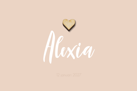 Lief babykaartje met bij te bestellen houten hartje