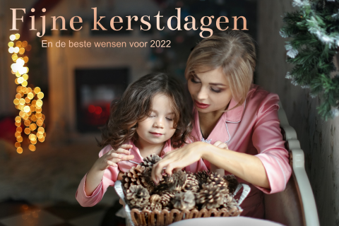 Roségoudfolie kerstkaart met foto - liggend