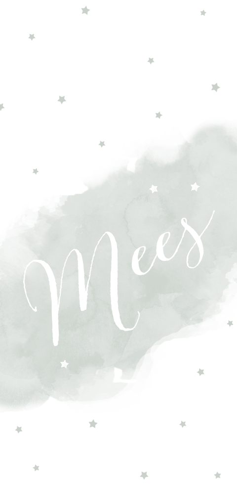 Lief geboortekaartje jongen met zachtgroene verf en sterretjes