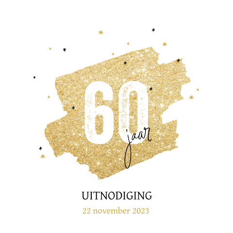 Hippe uitnodiging verjaardag 60 jaar met glitters