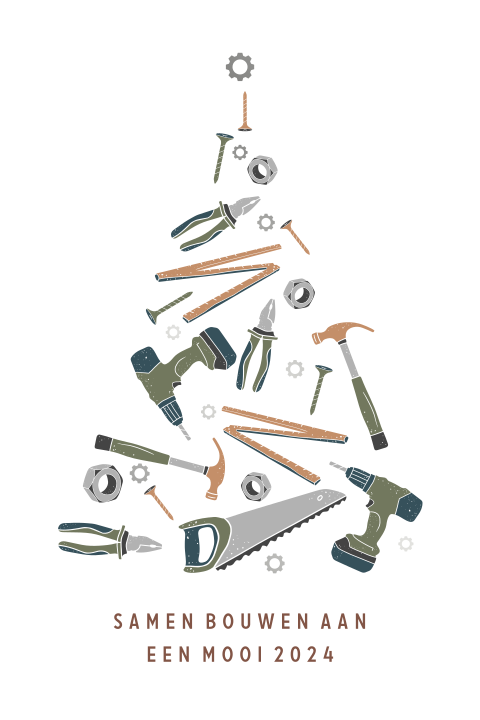 Zakelijke kerstkaart met een kerstboom van gereedschap