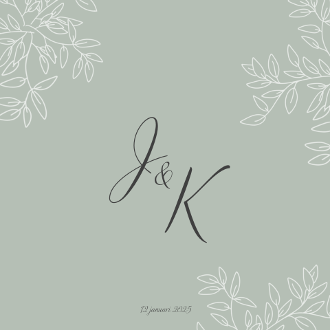 Stijlvolle trouwkaart met takjes op mintgroene achtergrond