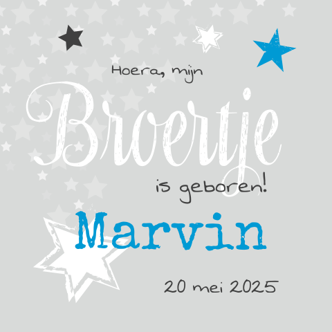 Geboortekaartje voor broertje - Sterren