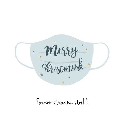 Zakelijke kerstkaart met blauw masker en sterretjes