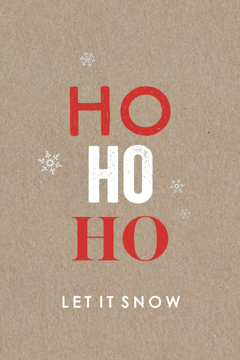 Echt kraft kerstkaart met ho ho ho in rood wit