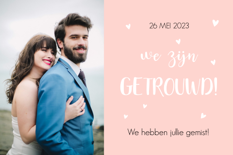 We zijn getrouwd-kaart met hartjes
