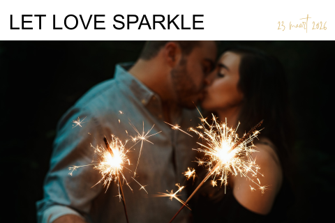 Sprankelende trouwkaart met grote foto