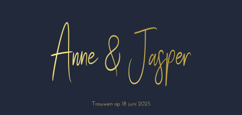 Goudfolie trouwkaart met namen in goud